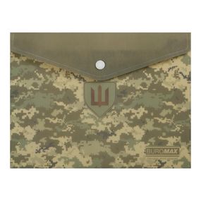 Папка-конверт А5 на кнопці MILITARY зелена BM.3919-04 BUROMAX матовий непрозорий пластик (4823126809519)