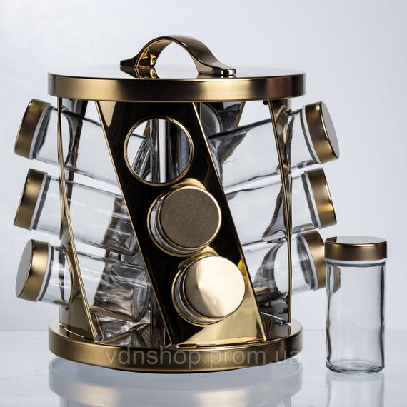 Карусель для спецій 12 баночок по 100 мл, золото HP-1369 | Зображення 2