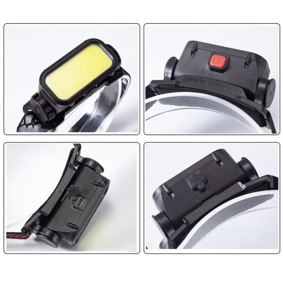 Ліхтар налобний BL-008+COB (white+red), червоне світло, водозахист, LK-745 вбудований акумулятор | Зображення 2