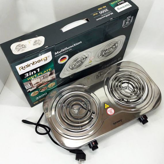 Електрична плита Rainberg RB-008 на 2 поверхні спіральна + 2 регулятори 3500 Вт | Зображення 3