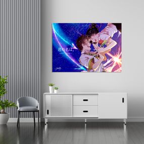 Плакат-постер з принтом Кавун Your Name Твоє Ім'я Такі Тачібана Mitsuha Міямідзу сміються на тлі комети А1 ПЛ000720(A1)