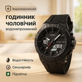 Чоловічий водостійкий кварцовий годинник, Чоловічий водонепроникний спортивний наручний годинник skmei DI-74