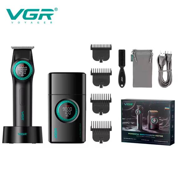 Набір VGR 2 в 1 V-977&amp;V-377 BLACK, акумуляторний тример і шейвер | Зображення 1
