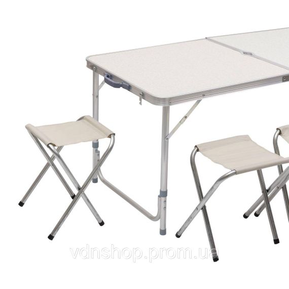 Стіл і 4 стільці для пікніка набір туристичних алюмінієвих складних алюмінієвих меблів для кемпінгу 8812-4 | Зображення 3