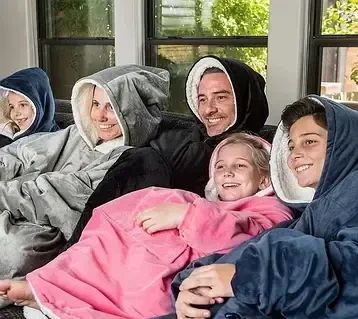 Толстовка-плед с капюшоном для мужчины и женщины - / Плед толстовка, худи Черный | Зображення 2