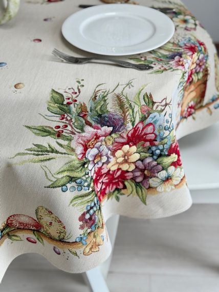 Скатертина гобеленова DAMIRA LUREX Limaso, Ø140, Кругла, Великодній, Золотий люрекс, 60% поліестер, 24% бавовна, 16% акрил, Гобелен | Зображення 3
