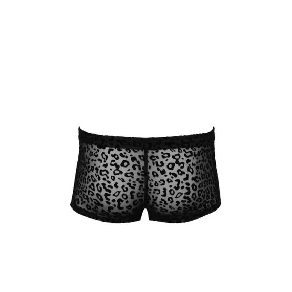 Мужские шорты Noir Handmade S из прозрачной эластичной сетки с леопардовым принтом, чёрные? Sex Aura | Зображення 3