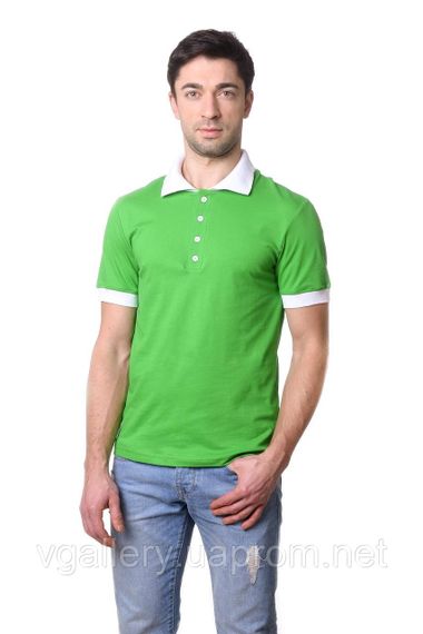 Футболка чоловіча ПЛО — Салатова з манжетом із коротким рукавом XXL