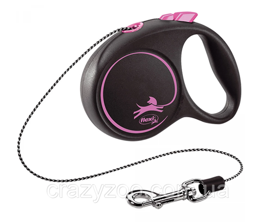 Повідець-рулетка Flexi Black Design XS до 8 кг 3 м рожевий (4000498033210)