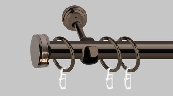 Карниз для штор металлический, однорядный 19 мм, Графит (ЕМ249) 240 см.