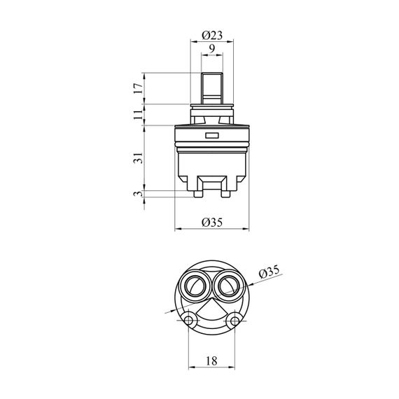 Картридж для змішувача Sedal Flat 08EN35S0011 35mm High | Зображення 1