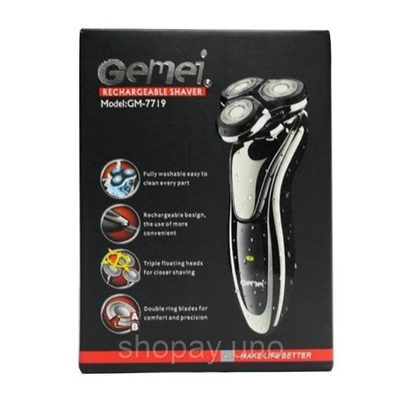 Аккумуляторная электробритва Gemei GM-7719 | Зображення 1
