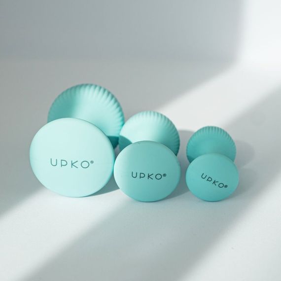 Набір анальних пробок з рельєфом UPKO The Mushroom силіконові, блакитні, 3 шт. Sex Aura | Зображення 2