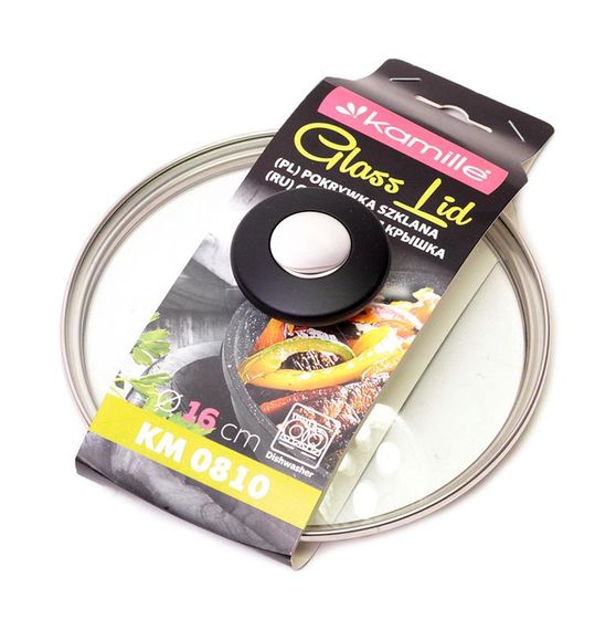 Кришка скляна Kamille Dominica Black Ø16см