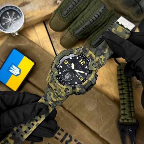 Чоловічий годинник Awarder 004 Тризуб срібло Camo Green | Зображення 1