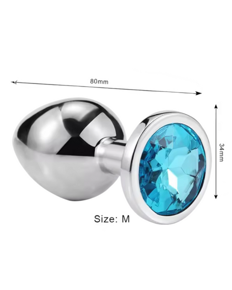 Металлическая анальная пробка Silver, blue, размер М sexstyle | Зображення 2