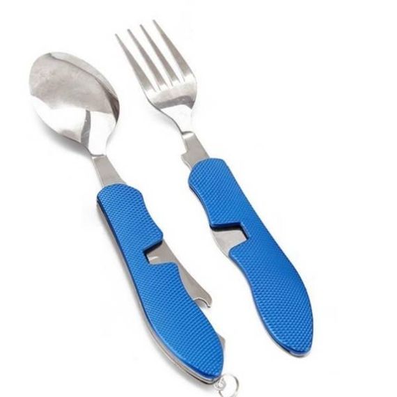 Мультитул 4в1 вилка, ложка, ніж, відкривачка Синій