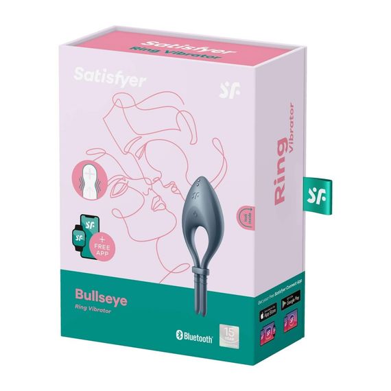 Эрекционное смарт кольцо с вибрацией Satisfyer Bullseye Connect App, серый sexstyle | Зображення 5