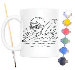 Набір для творчості кружка розмальовка Плавання 330 мл біла (КР0111)