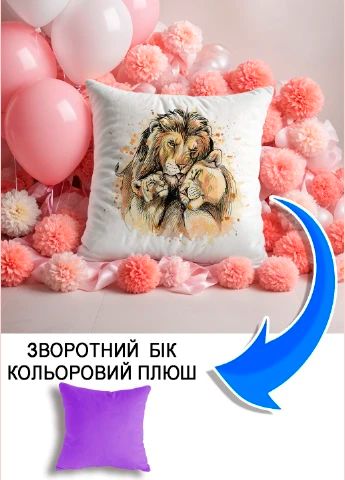 Подушка плюшева Мерч Крафт Дизайн з принтом Леви бузковий плюш квадратна 33х33 см