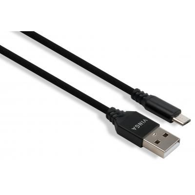 Дата кабель USB 2.0 AM to Micro 5P nylon 1m black Vinga (VCPDCMBN21BK) (VCPDCMBN21BK)
