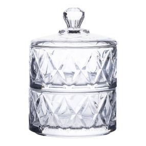 Конфетница стеклянная с крышкой Ø 10 см двухуровневая HP-YH-79