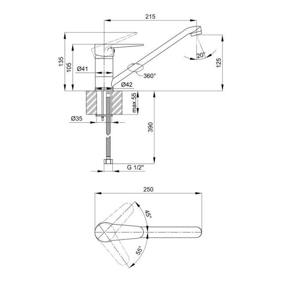 Смеситель для кухни Lidz Nicole 002 (k35) LDNIC002CRM21878 Chrome | Зображення 1
