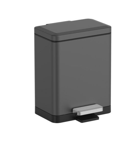Відро для сміття Koer TC-010315-07 з плавним закриттям, прямокутне, 15 л, графіт (KR5604) | Зображення 3