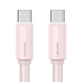 Дата кабель Usams US-SJ734 Bicolor Charging YR Ser. Type-C to Type-C 60W (1m) Pink