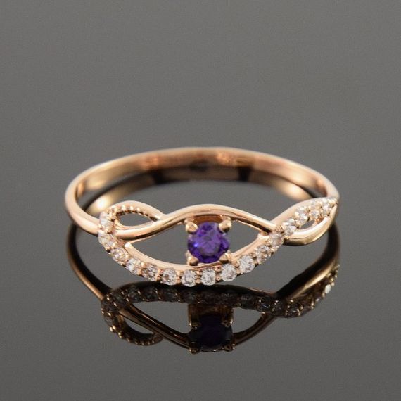 Кольцо из красного золота с аметистом 19 | Зображення 1