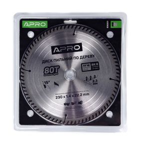 Диск пиляльний для дерева 230х22,2 (20)х80Т APRO 8302011