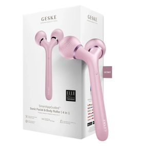 Електронний ультразвуковий ролик для обличчя та тіла GESKE Sonic Facial&Body Roller 4в1 pink