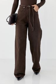 Шоколадні широкі джинси - темно-коричневий цвет, 36р (є розміри)