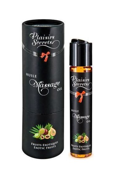 Масажна олія Plaisirs Secrets (59 мл) з афродизіаками, їстівна, подарункова упаковка, Екзотичні фрукти