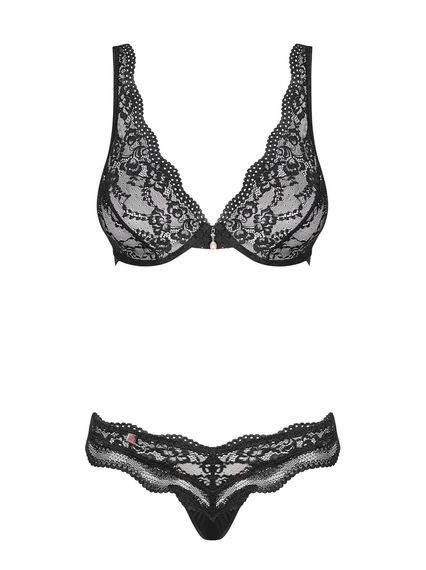 Комплект мереживний Obsessive Luvae чорний, S/M | Зображення 4