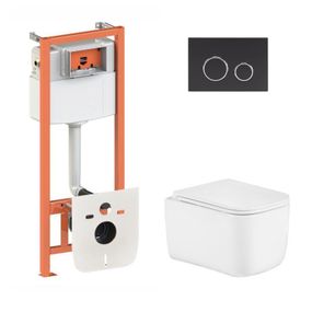Готове рішення Qtap для ванної кімнати: підвісний унітаз Gemini Ultra Quiet 485×340×350 + комплект інсталяції Nest 4в1 (кругла