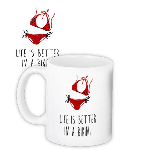 Кружка с принтом Life is better in a bikini 330 мл (KR_EX003)