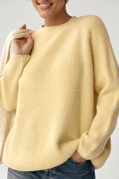 Тепла в'язана кофта з рукавами реглан - лимонний цвет, ONE SIZE (є розміри) | Зображення 3