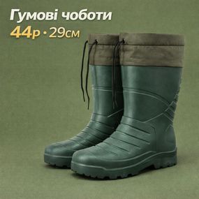 Чоботи гумові ПВХ чоловічі, Осінні гумові чоботи робочі чоловічі пвх олива YC-97