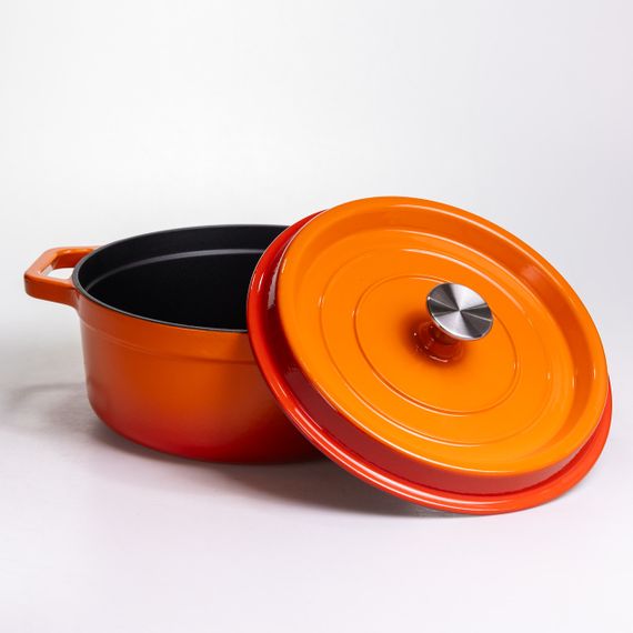 Кокотниця чавунна емальована 5,5 л, помаранчевий Yiwu HP-FLG-5 ORANGE | Зображення 2