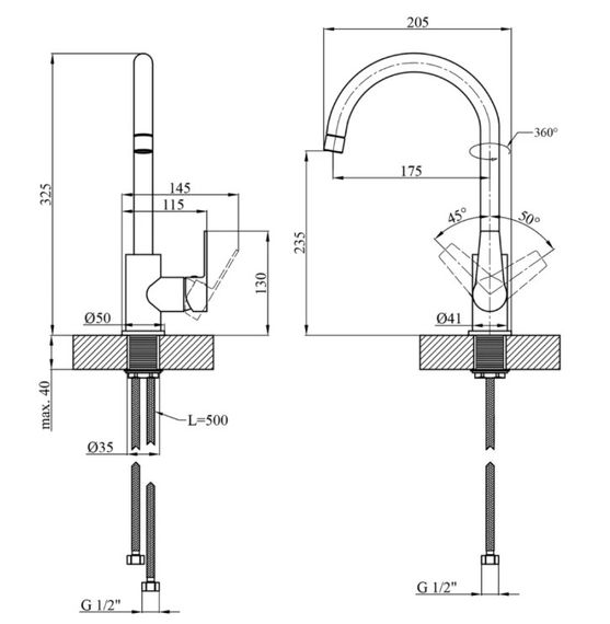 Змішувач для кухні Kroner KRP Hagen - C030 (CV032257) | Зображення 1
