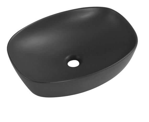 Раковина накладна Qtap Robin Anthracite, прямокутна, з донним клапаном QT04116302AN