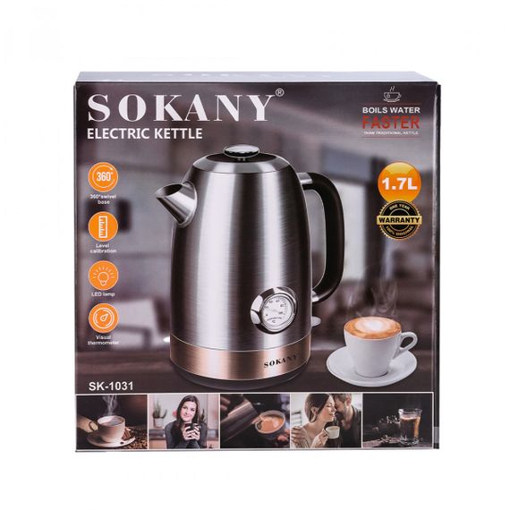 Електрочайник Sokany SK1031SS з термометром 1.7 л | Зображення 9