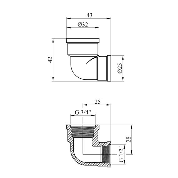 Угольник переходной усиленный LexLine 3/4"х1/2" ВВ никелированный НК0112-Вн | Зображення 1