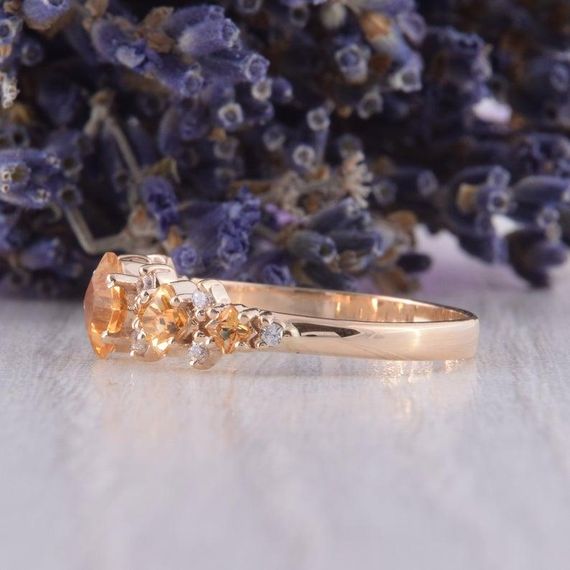 Кольцо из красного золота с цитрином 17.5 | Зображення 3