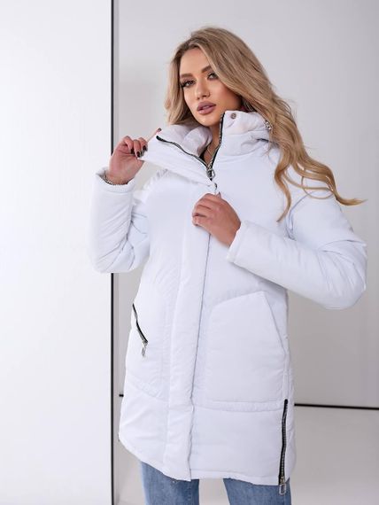 Жіноча зимова куртка з капюшоном, арт. 509, білий | Зображення 5