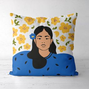 Подушка декоративная Soft Девушка с цветком в волосах 45x45 см (45PST_23M012)