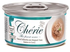 Вологий корм для котів з міксом тунця Cherie Flaked Yellowfin Mix, 80 гр
