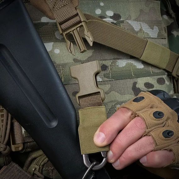 Ремінь для зброї триточковий H&K карабіном та широким наплічником койот | Зображення 3