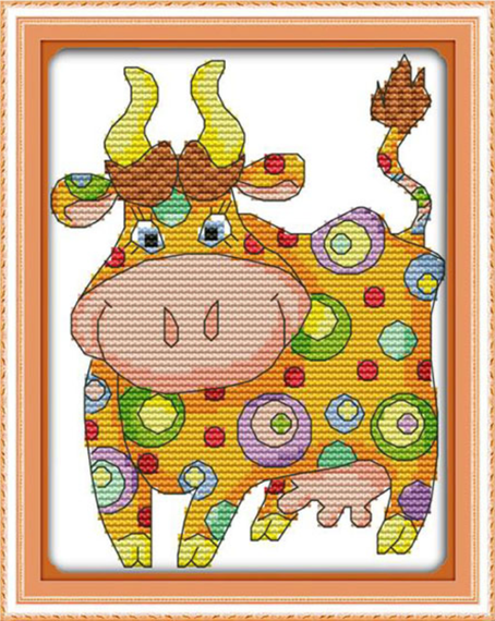 Набор для вышивания по нанесённой на канву схеме "Colorful animal 3".AIDA 14CT printed, 18*19 см